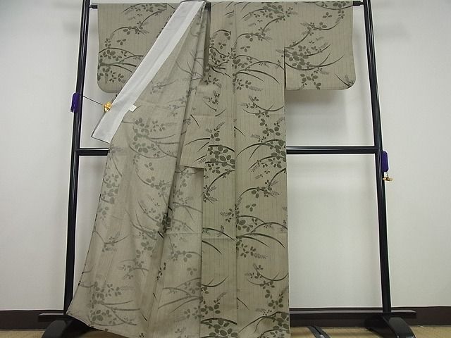 平和屋本店■極上　夏物　撫松庵　セオアルファ　小紋・浴衣兼用　萩　洗える着物4s318