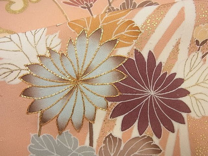 平和屋本店●極上　創業460年・千總　訪問着　駒刺繍　立波草花文　曙色　金彩　大丸扱い　逸品4s315
