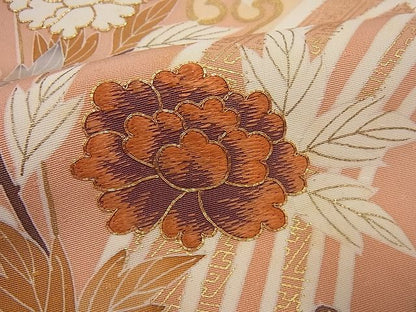 平和屋本店●極上　創業460年・千總　訪問着　駒刺繍　立波草花文　曙色　金彩　大丸扱い　逸品4s315