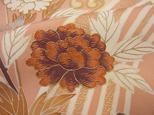 平和屋本店●極上　創業460年・千總　訪問着　駒刺繍　立波草花文　曙色　金彩　大丸扱い　逸品4s315