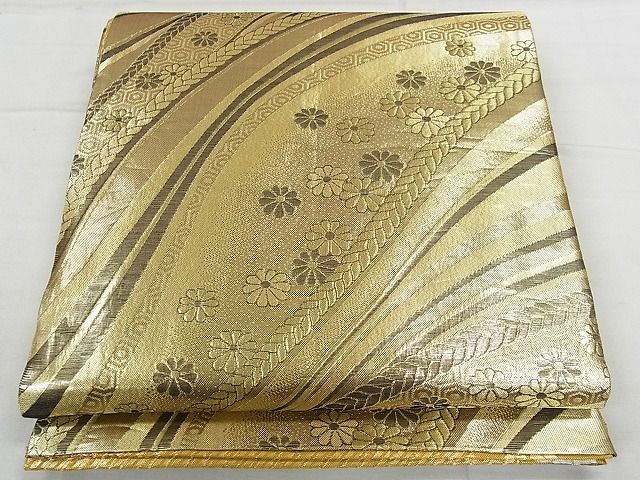 平和屋着物■両面 六通柄袋帯 舞花文 金糸 逸品 ap5472