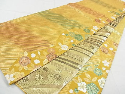平和屋着物■両面 六通柄袋帯 舞花文 金糸 逸品 ap5472