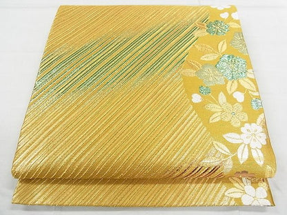 平和屋着物■両面 六通柄袋帯 舞花文 金糸 逸品 ap5472