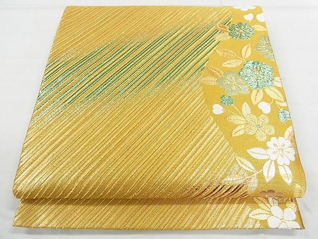 平和屋着物■両面 六通柄袋帯 舞花文 金糸 逸品 ap5472
