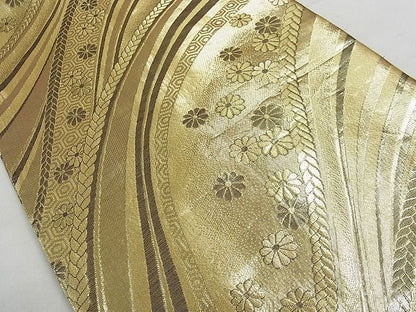 平和屋着物■両面 六通柄袋帯 舞花文 金糸 逸品 ap5472