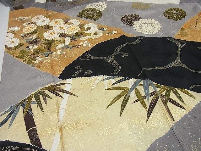 平和屋本店●極上　十日町　名門青柳高級ブランド　大喜百花　訪問着　駒刺繍　立波草花文　金彩　パールトーン加工　逸品4s331