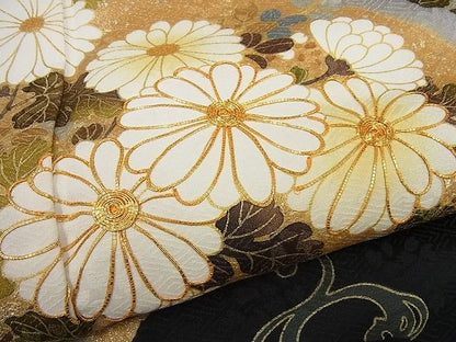 平和屋本店●極上　十日町　名門青柳高級ブランド　大喜百花　訪問着　駒刺繍　立波草花文　金彩　パールトーン加工　逸品4s331