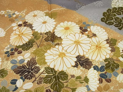 平和屋本店●極上　十日町　名門青柳高級ブランド　大喜百花　訪問着　駒刺繍　立波草花文　金彩　パールトーン加工　逸品4s331