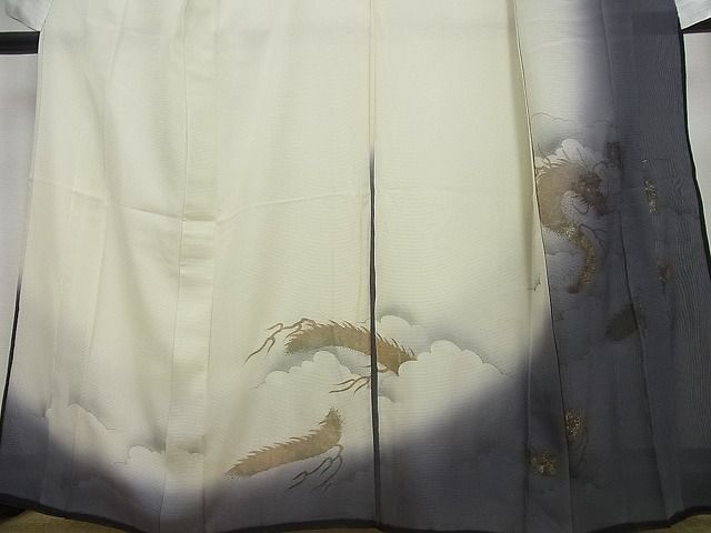 平和屋本店▽極上 訪問着 無双 紗袷 紗×絽 雲龍 金彩 逸品4s342