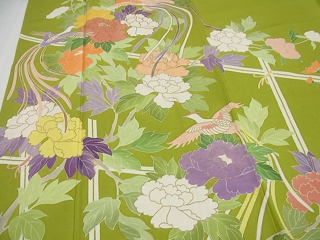 平和屋本店■極上　創業460年・千總　振袖　駒刺繍　鳳凰草花文　金彩　伊勢丹扱い　逸品4s345