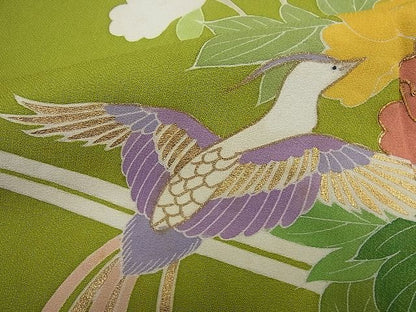 平和屋本店■極上　創業460年・千總　振袖　駒刺繍　鳳凰草花文　金彩　伊勢丹扱い　逸品4s345