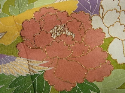 平和屋本店■極上　創業460年・千總　振袖　駒刺繍　鳳凰草花文　金彩　伊勢丹扱い　逸品4s345
