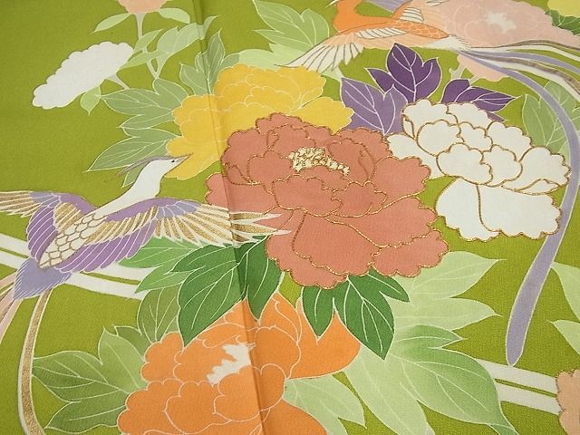 平和屋本店■極上　創業460年・千總　振袖　駒刺繍　鳳凰草花文　金彩　伊勢丹扱い　逸品4s345