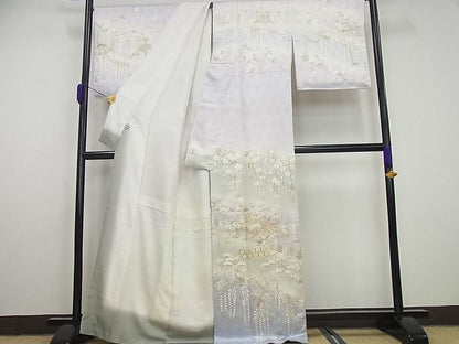 平和屋本店●極上 訪問着 総刺繍 駒刺繍 風景草花文 暈し染め 金糸 逸品4s349