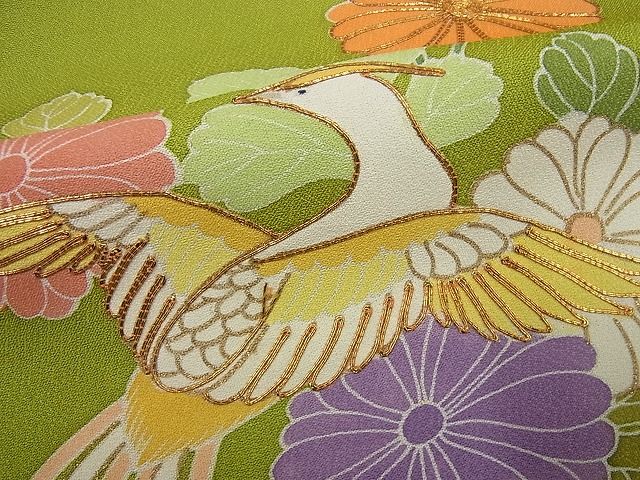 平和屋本店■極上　創業460年・千總　振袖　駒刺繍　鳳凰草花文　金彩　伊勢丹扱い　逸品4s345