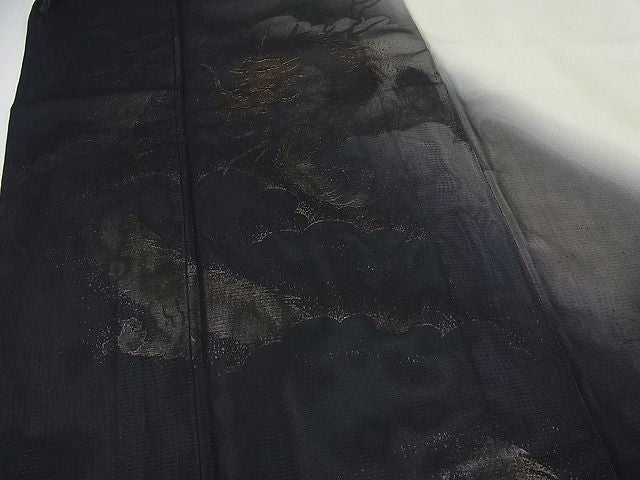 平和屋本店▽極上 訪問着 無双 紗袷 紗×絽 雲龍 金彩 逸品4s342