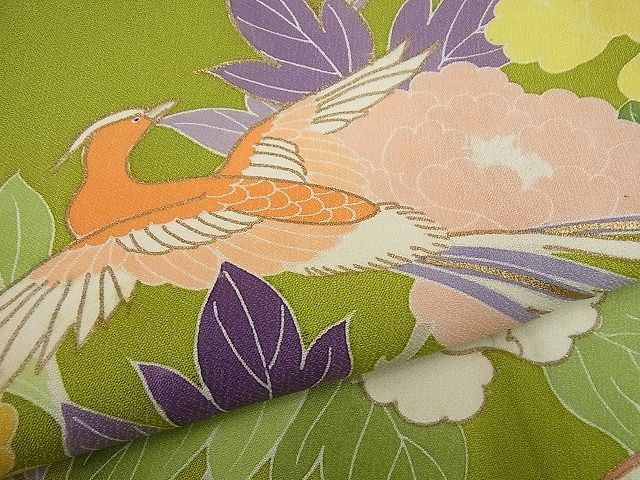 平和屋本店■極上　創業460年・千總　振袖　駒刺繍　鳳凰草花文　金彩　伊勢丹扱い　逸品4s345