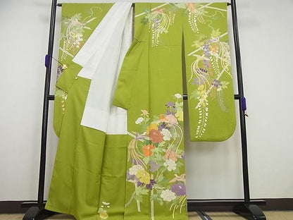 平和屋本店■極上　創業460年・千總　振袖　駒刺繍　鳳凰草花文　金彩　伊勢丹扱い　逸品4s345