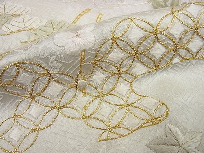 平和屋本店●極上 訪問着 総刺繍 駒刺繍 風景草花文 暈し染め 金糸 逸品4s349