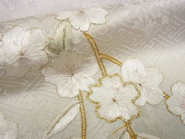平和屋本店●極上 訪問着 総刺繍 駒刺繍 風景草花文 暈し染め 金糸 逸品4s349