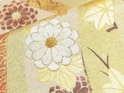 平和屋着物■六通太鼓柄袋帯 刺繍 束ね熨斗花文 金彩 逸品 ap5506