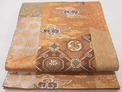 平和屋着物■六通柄袋帯　名物裂献上　金糸　逸品　ma4744
