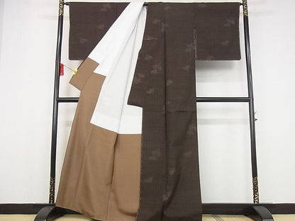 平和屋本店●希少 人間国宝 田中林次 本場結城紬 重要無形文化財 100亀甲 反端 赤墨色 着丈163.5cm 裄丈67cm 逸品 未使用 4kk0154