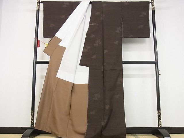 平和屋本店●希少 人間国宝 田中林次 本場結城紬 重要無形文化財 100亀甲 反端 赤墨色 着丈163.5cm 裄丈67cm 逸品 未使用 4kk0154