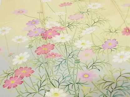 期間限定セール30％off●極上 名門染元 秀美 十日町友禅 龍谷 訪問着 コスモス 暈し染め 着丈166cm 裄丈66cm 正絹 逸品 4kk0178