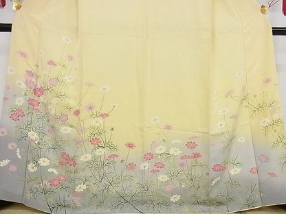 期間限定セール30％off●極上 名門染元 秀美 十日町友禅 龍谷 訪問着 コスモス 暈し染め 着丈166cm 裄丈66cm 正絹 逸品 4kk0178