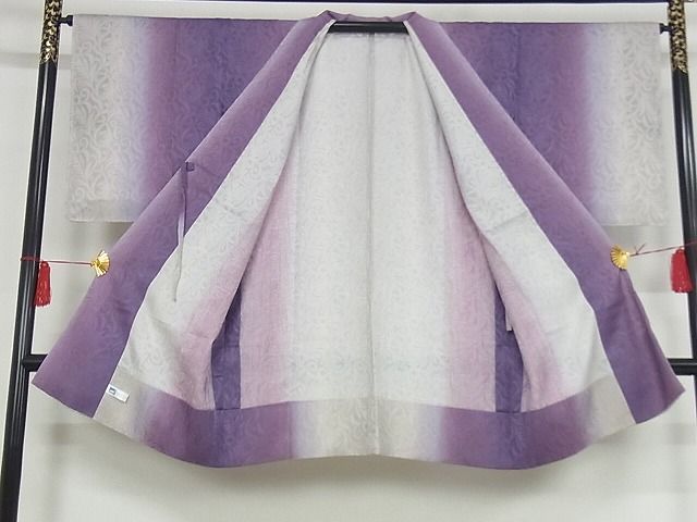 期間限定セール40%off■極上　道中着　ロング丈　スリーシーズン　春夏秋　塵除け　唐草紋紗　暈し染め　正絹　逸品　4kk0214