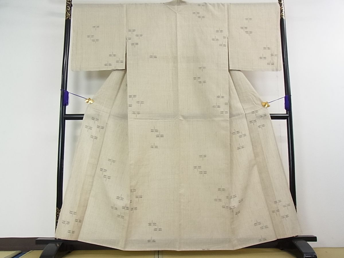 平和屋本店■希少　夏物　本場結城紬　重要無形文化財　夏結城　奥順謹製　野村半平　蜻蛉　証紙付き　逸品　未使用　4kh2107