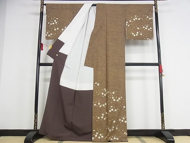 平和屋本店●極上 ジャパンオートクチュール 渡辺雪三郎 訪問着 舞梅文 織部 金銀彩 着丈167cm 裄丈67.5cm 正絹 逸品 4kk0293