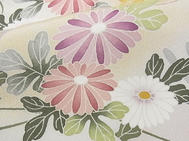 平和屋本店●極上 京加賀友禅 松本健一 訪問着 草花文 暈し染め ロング丈 着丈171.5cm 裄丈66.5cm 正絹 逸品 4kk0314