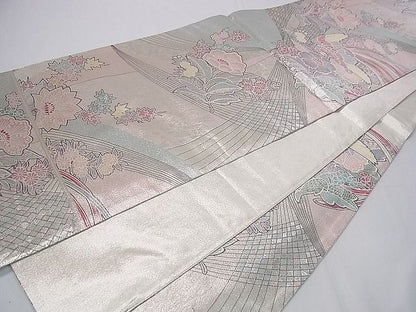 平和屋着物■六通柄袋帯 鳳凰吉祥花文 銀糸 逸品 an5457