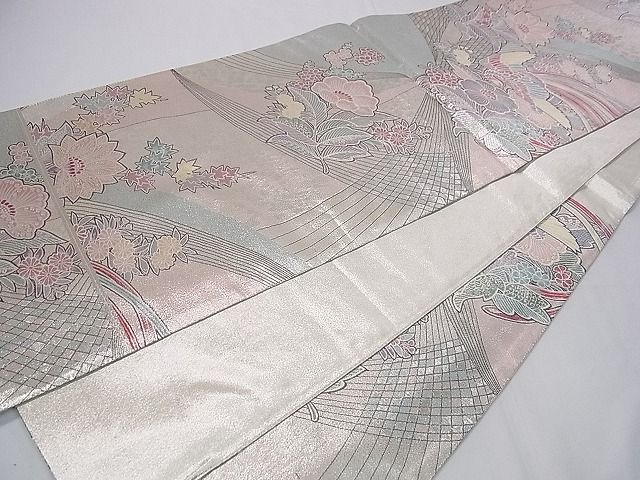 平和屋着物■六通柄袋帯 鳳凰吉祥花文 銀糸 逸品 an5457