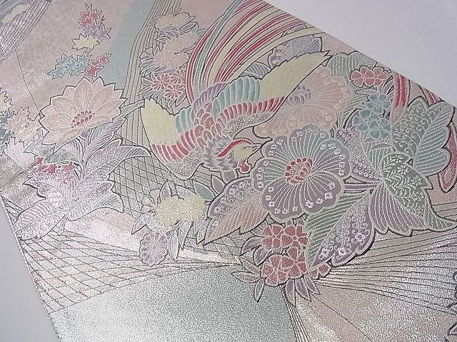 平和屋着物■六通柄袋帯 鳳凰吉祥花文 銀糸 逸品 an5457