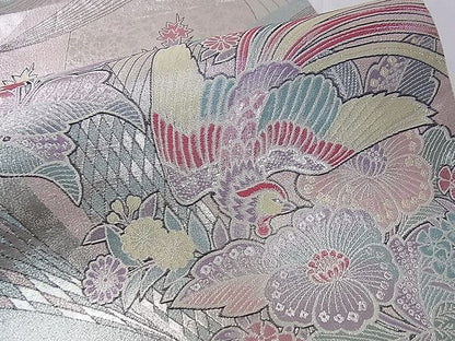 平和屋着物■六通柄袋帯 鳳凰吉祥花文 銀糸 逸品 an5457
