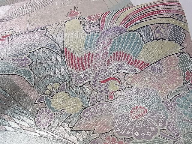 平和屋着物■六通柄袋帯 鳳凰吉祥花文 銀糸 逸品 an5457
