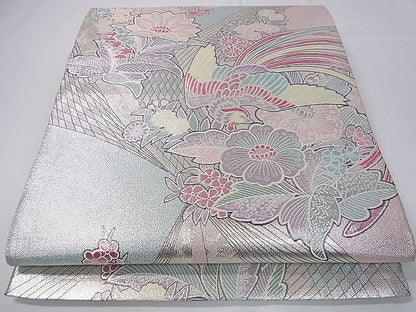 平和屋着物■六通柄袋帯 鳳凰吉祥花文 銀糸 逸品 an5457