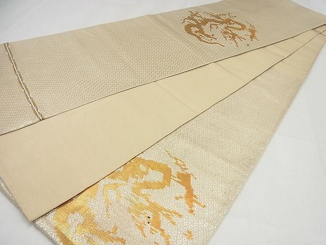 平和屋本店■最高級　龍村平蔵製　狩場龍文錦　本袋帯　金銀糸　逸品4s367