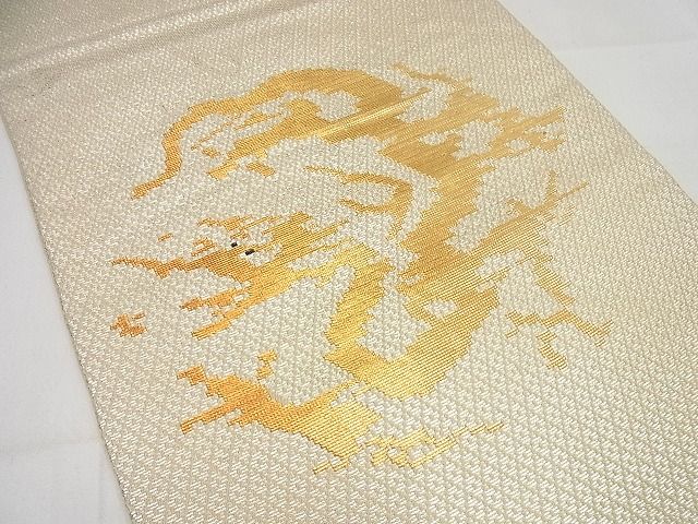 平和屋本店■最高級　龍村平蔵製　狩場龍文錦　本袋帯　金銀糸　逸品4s367