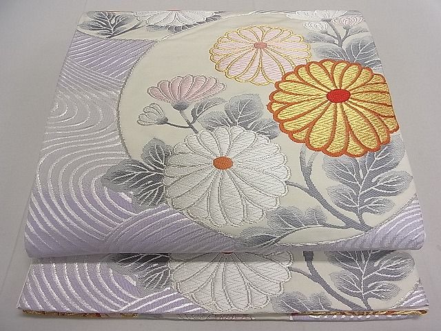 平和屋着物■六通柄袋帯 流水枝菊文 金銀糸 逸品 jm3392
