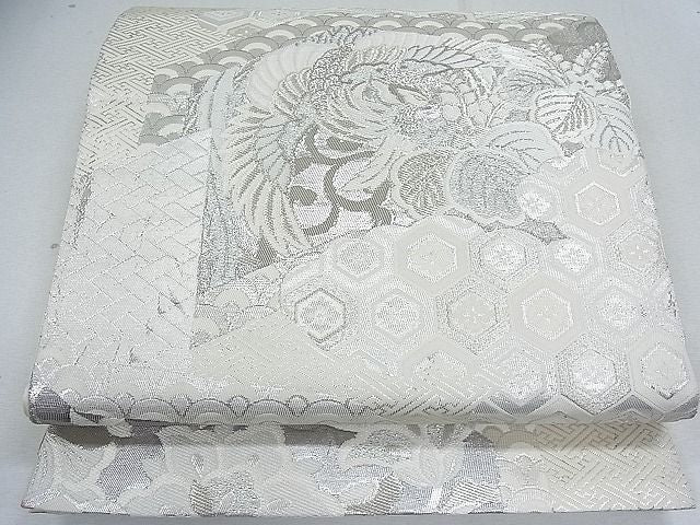 平和屋着物■六通柄袋帯 鳳凰吉祥花文 プラチナ箔 逸品 nb0846