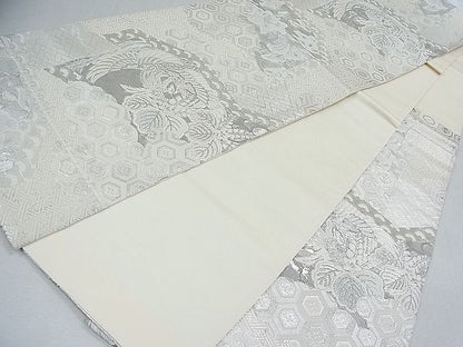 平和屋着物■六通柄袋帯 鳳凰吉祥花文 プラチナ箔 逸品 nb0846