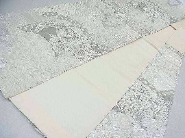 平和屋着物■六通柄袋帯 鳳凰吉祥花文 プラチナ箔 逸品 nb0846