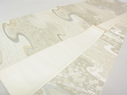 平和屋着物■六通柄袋帯 流水草花文 金銀糸 逸品 rt3710