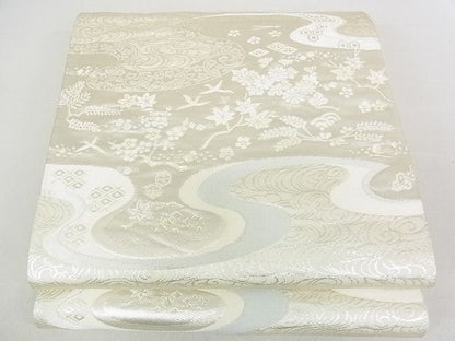 平和屋着物■六通柄袋帯 流水草花文 金銀糸 逸品 rt3710