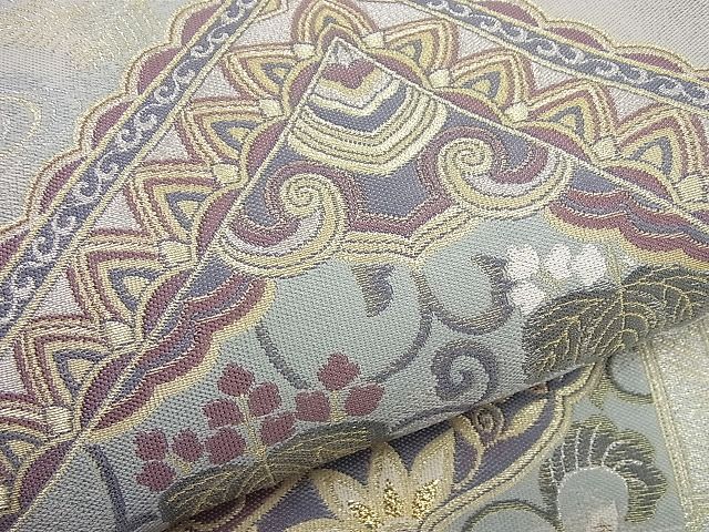 平和屋本店●極上 1897年創業 名門岡野 本場筑前博多織 千年工房 宗洋 六通柄袋帯 花唐草文 金銀糸 逸品 未使用4s414
