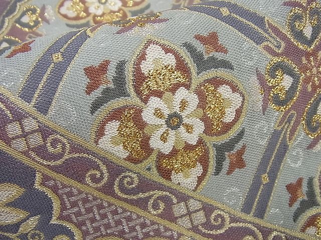 平和屋本店●極上 1897年創業 名門岡野 本場筑前博多織 千年工房 宗洋 六通柄袋帯 花唐草文 金銀糸 逸品 未使用4s414